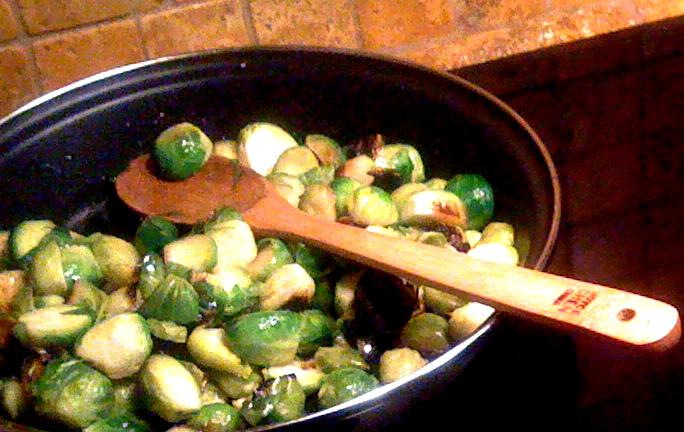 brussel sprouts with shaved almonds